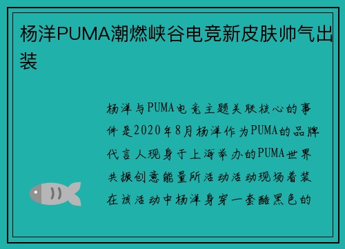 杨洋PUMA潮燃峡谷电竞新皮肤帅气出装