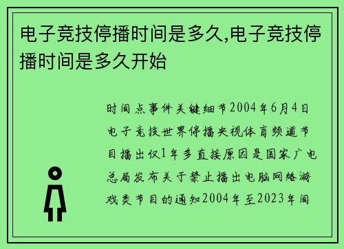 电子竞技停播时间是多久,电子竞技停播时间是多久开始